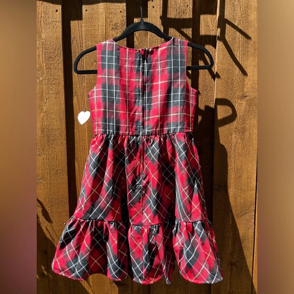 The Children’s Place Girls Plaid Satin Tiered Fit & Flare Party Dress Sz 10 NWT